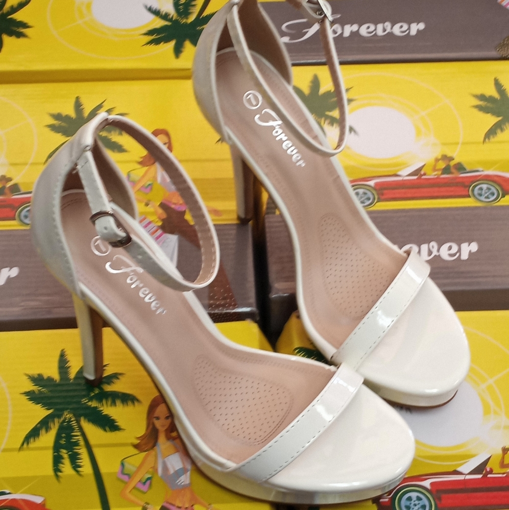 White  sandal heels Adjustable ankle strap